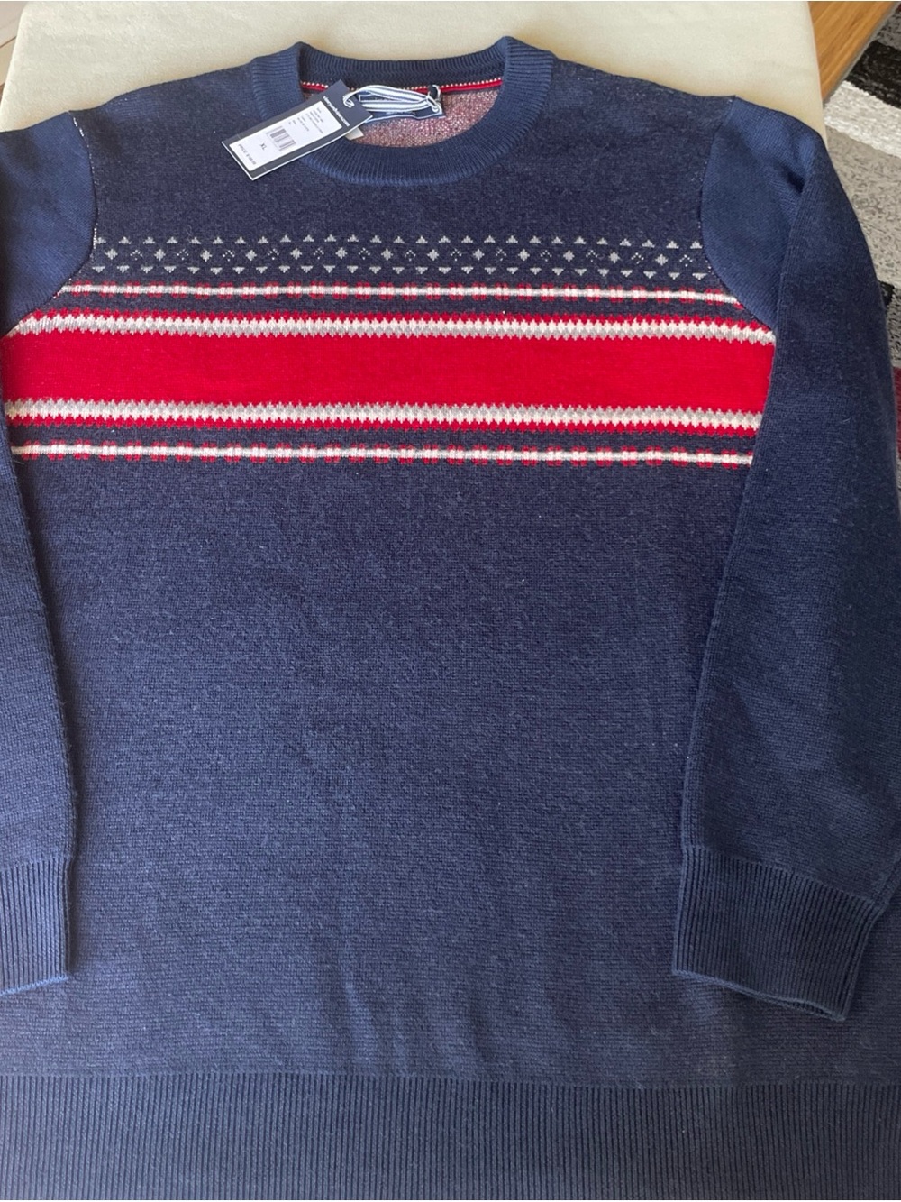NEW Vineyard Ski Fairisle Crew Sweater Men's XL Blue Blazer Merino Wool